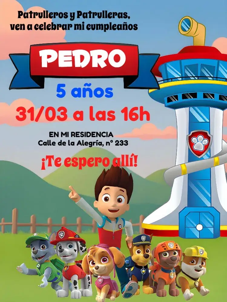 Invitación Patrulla Canina Animada
