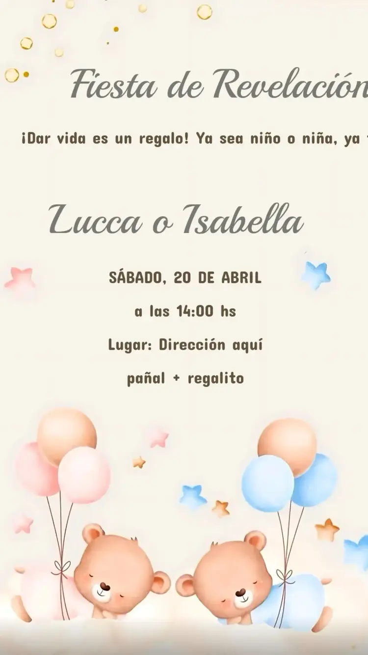 Invitación Revelación de Género