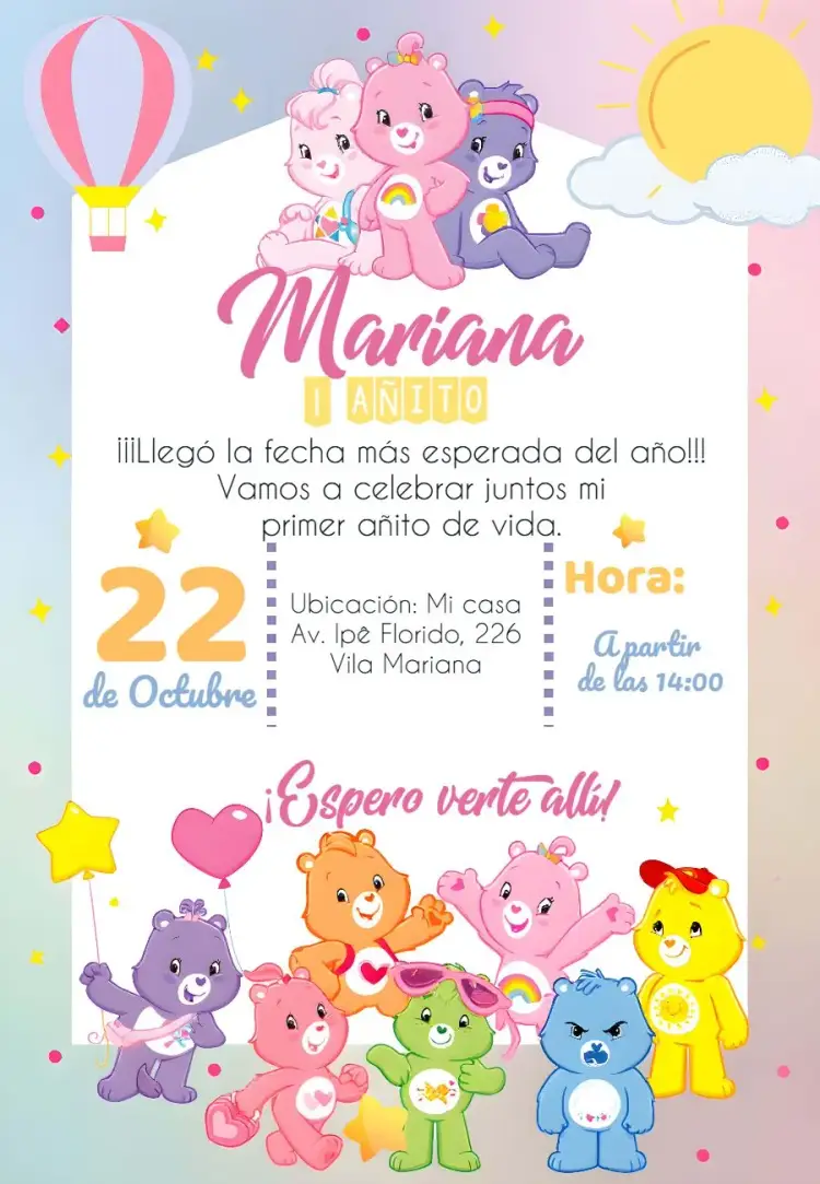 Invitación Os Ositos Cariñosos de Disney