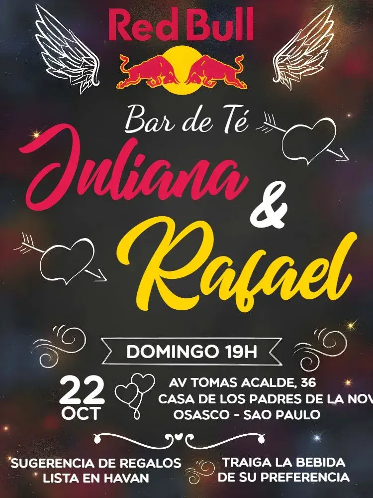 Invitación Chá Bar Red Bull Cha