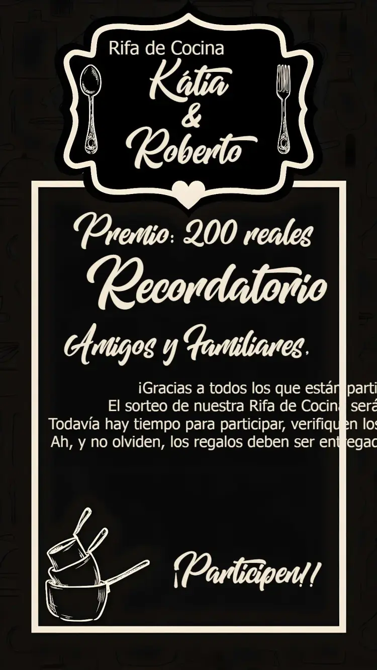 Invitación Té de Cocina Gris Rifa