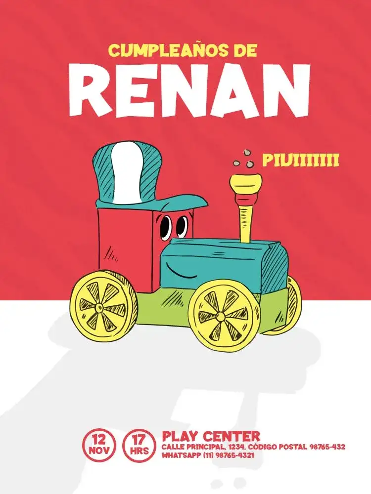 Infantil Masculino Tren Rojo Blanco