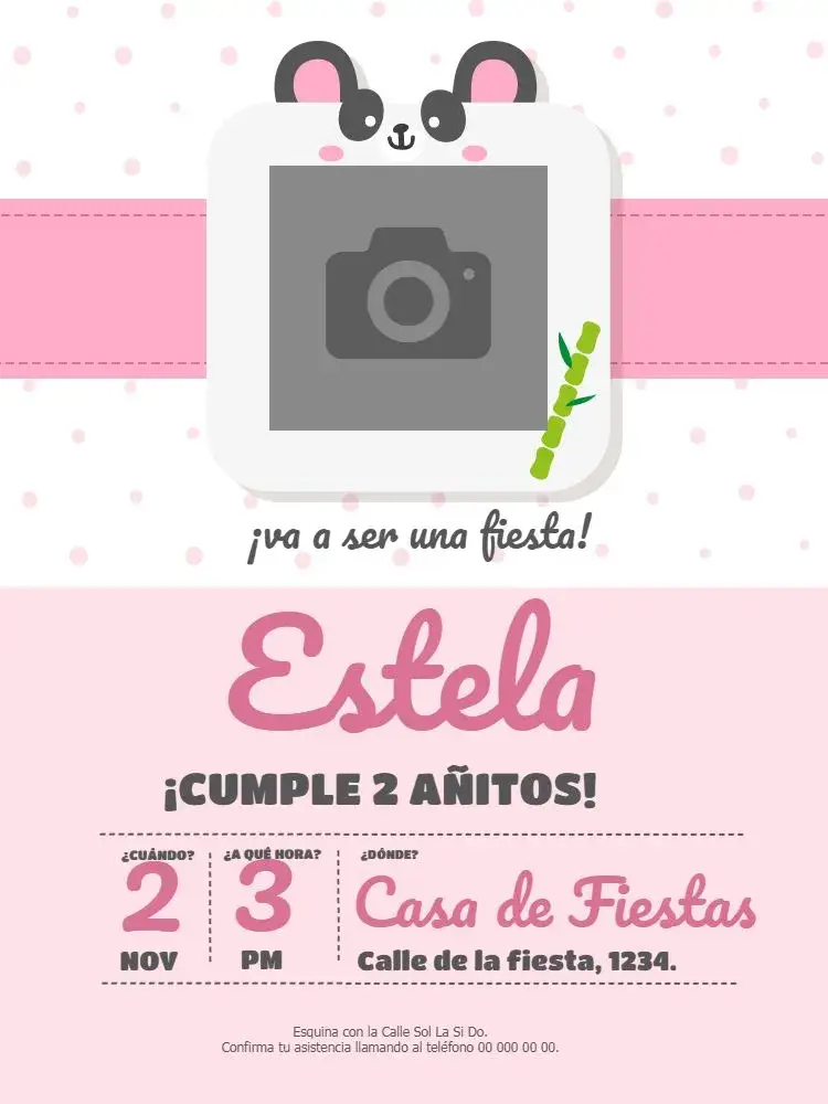 Invitación Panda Niña Estrella