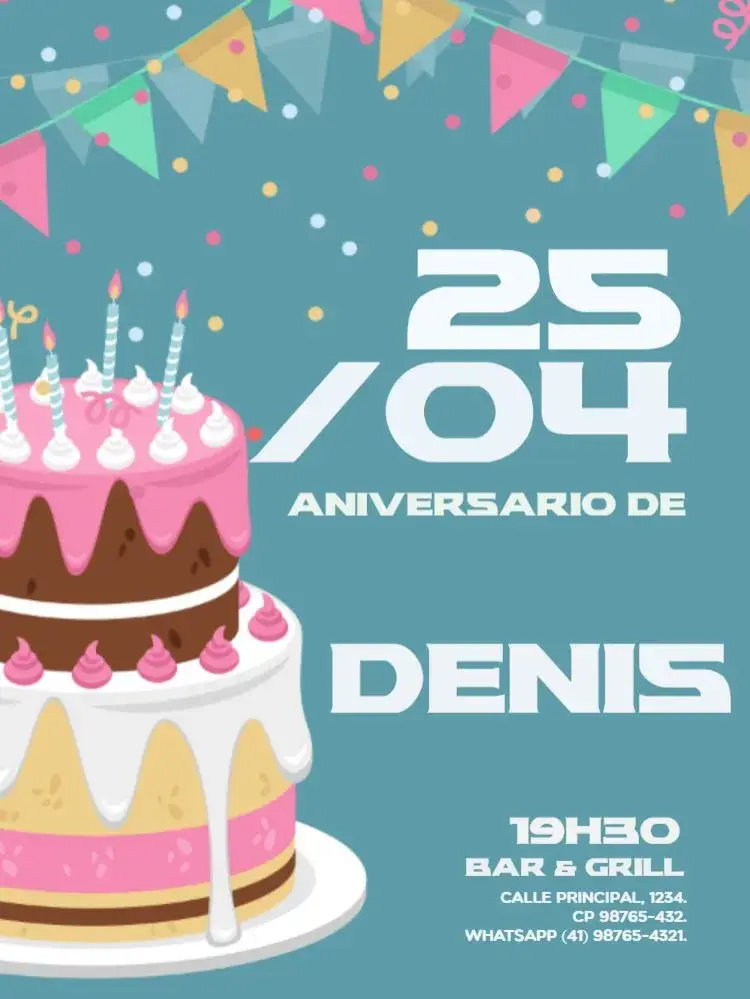 Invitación Pastel y Banderines Azules