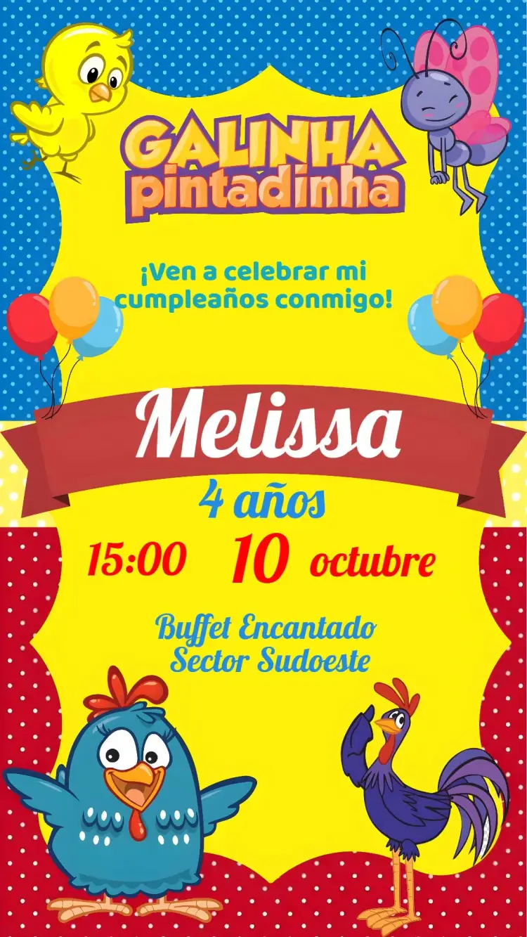 Invitación Gallina Pintadita