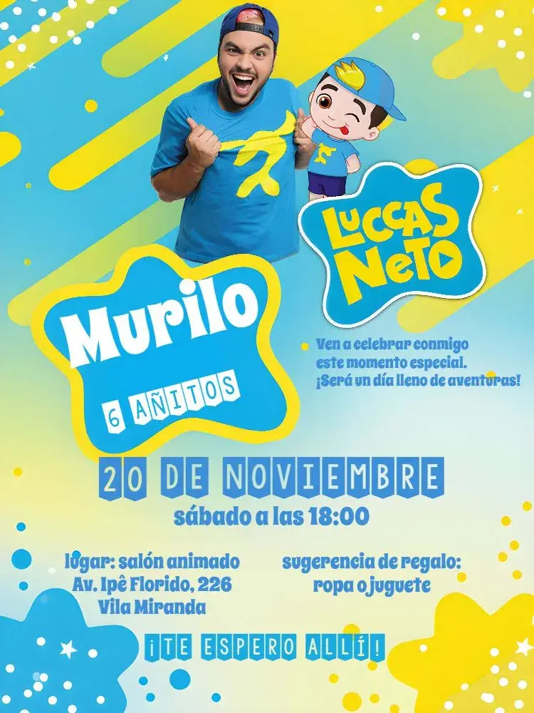 Invitación Luccas Neto Digital