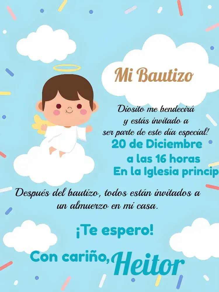 Invitación Bautizo Angelito Angelita