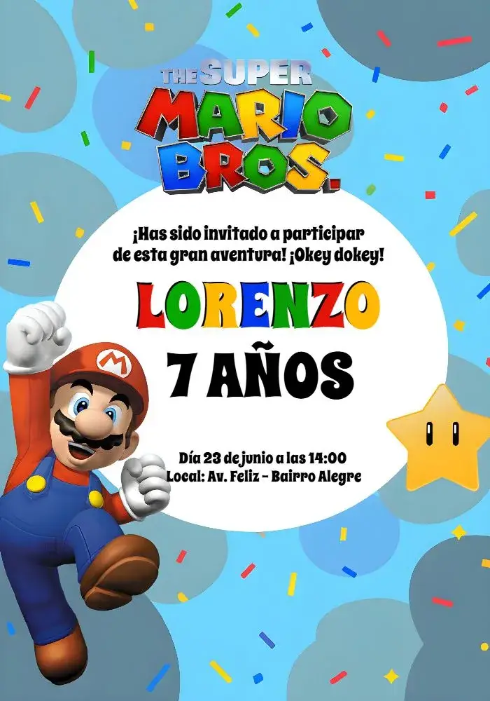 Invitación Super Mario Rojo