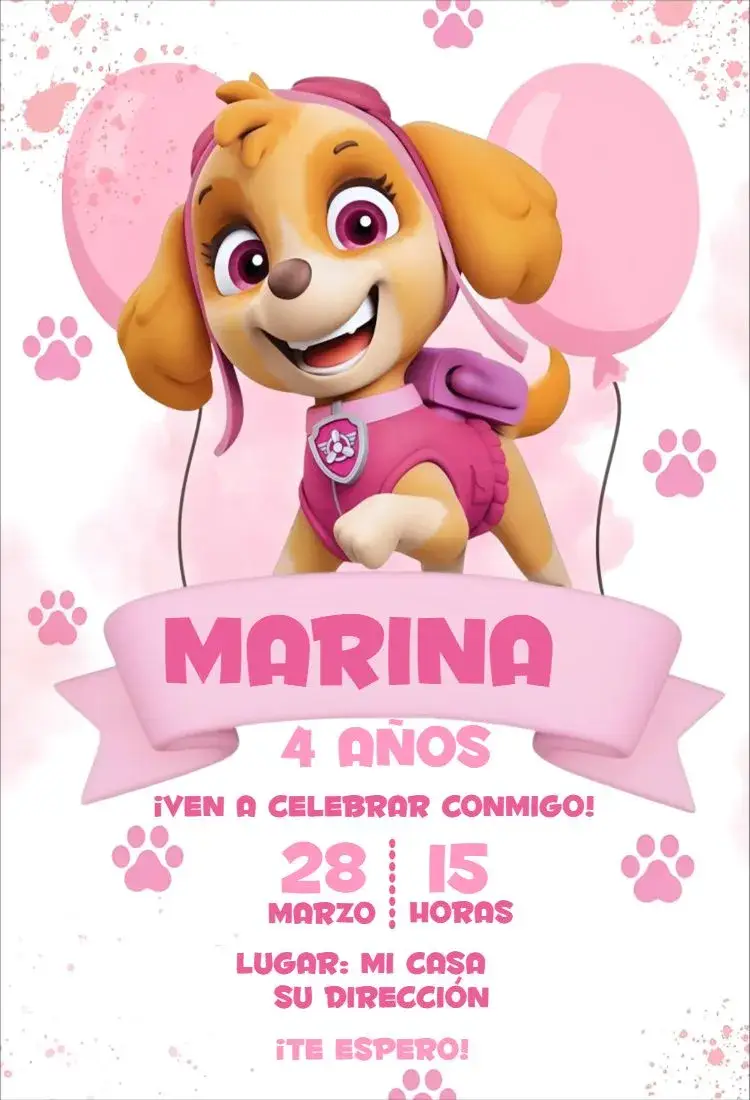 Invitación Patrulla Canina Niña 4