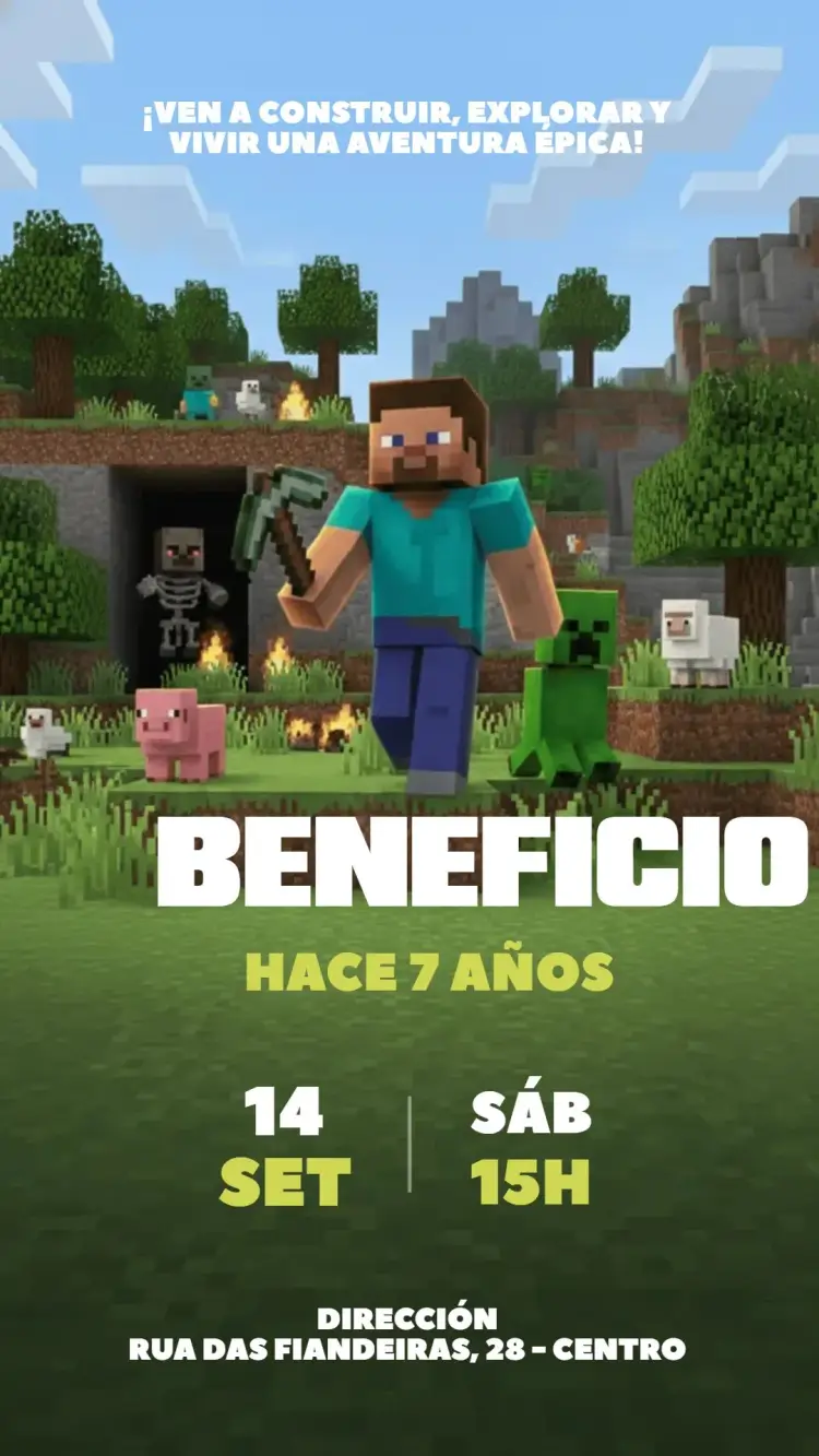 Invitación Invitación Digital Minecraft editable y personalizable