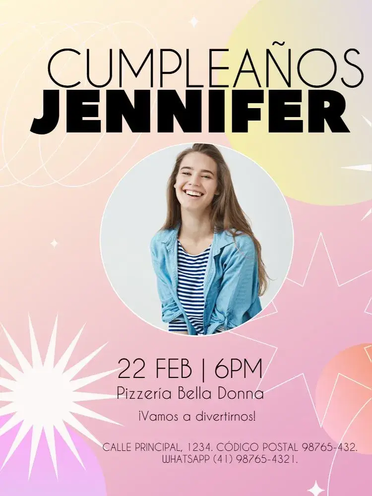 Invitación Fiesta Neon Femenina