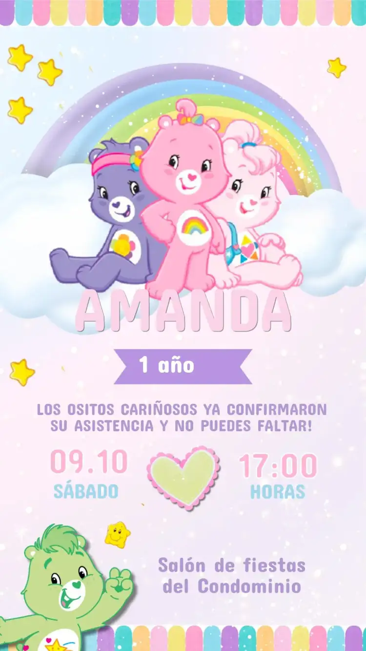 Invitación Cumpleaños Infantil Ositos Cariñosos