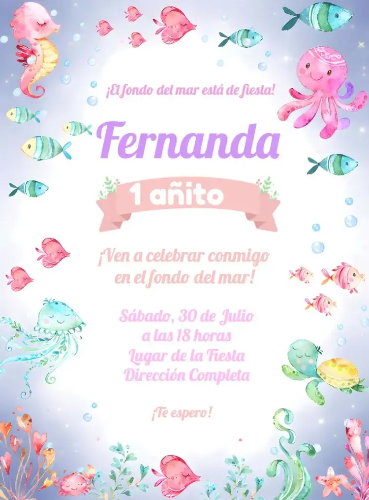Invitación Fondo Del Mar Océano