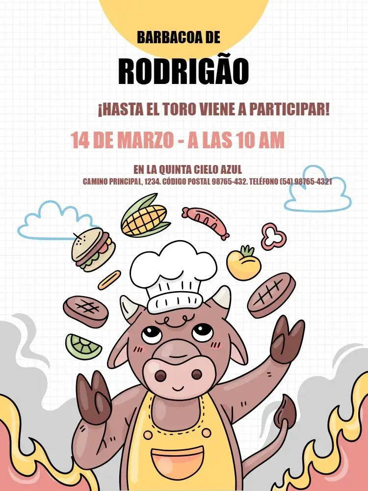 Invitación Divertido Para Barbacoa Vaca Celebración