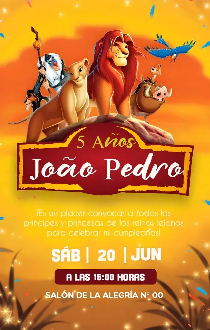 Invitación Rey León Simba