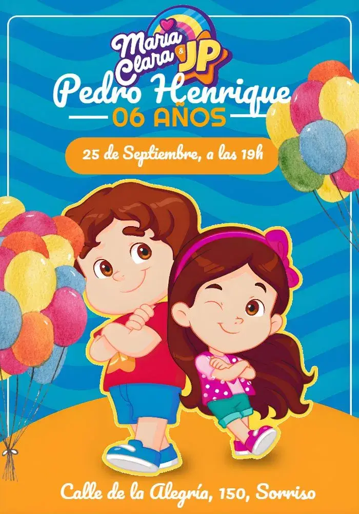 Invitación Jp Y Maria Clara Contorno editable y personalizable