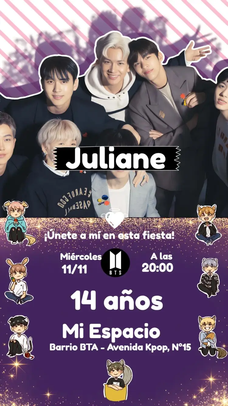 Invitación Kpop Blanco – tema Más buscados moderno, vibrante, pop, minimalista, jovem