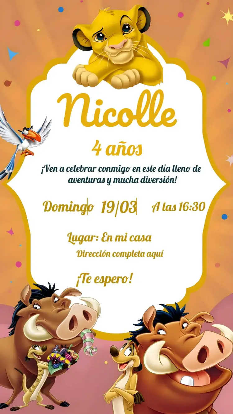 Invitación El Rey León