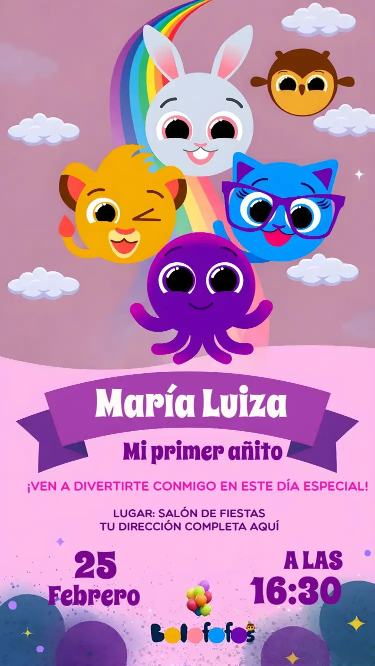 Invitación Bolofofos Lila