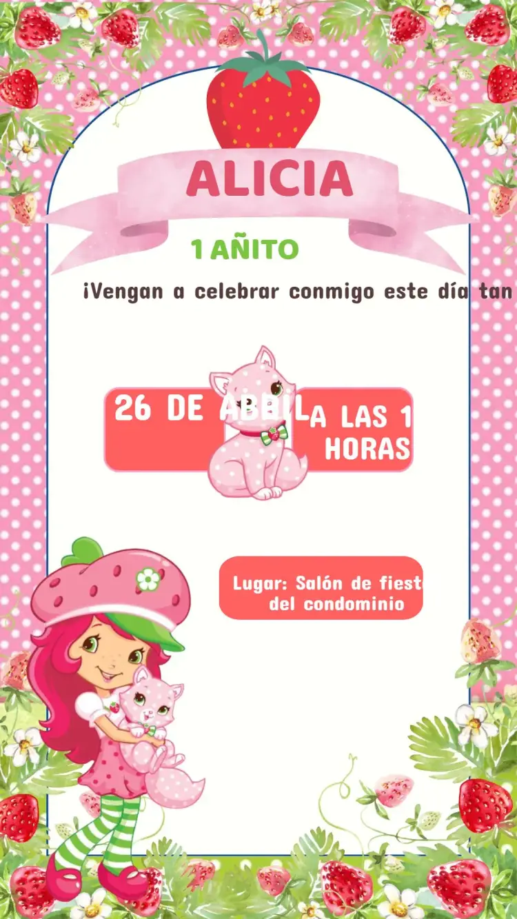 Invitación Cumpleaños Fresa