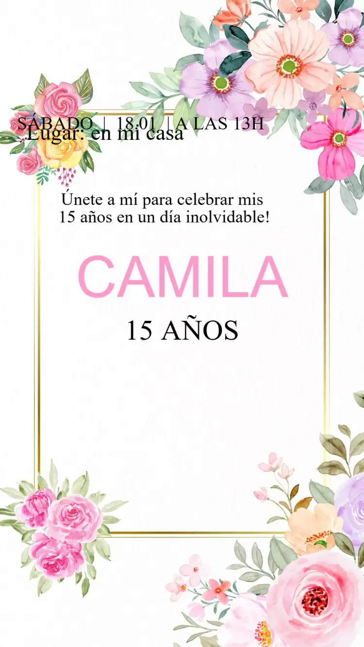 Invitación Cumpleaños 15 Años Floral