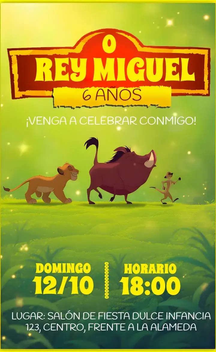 Invitación El Rey León Amarillo
