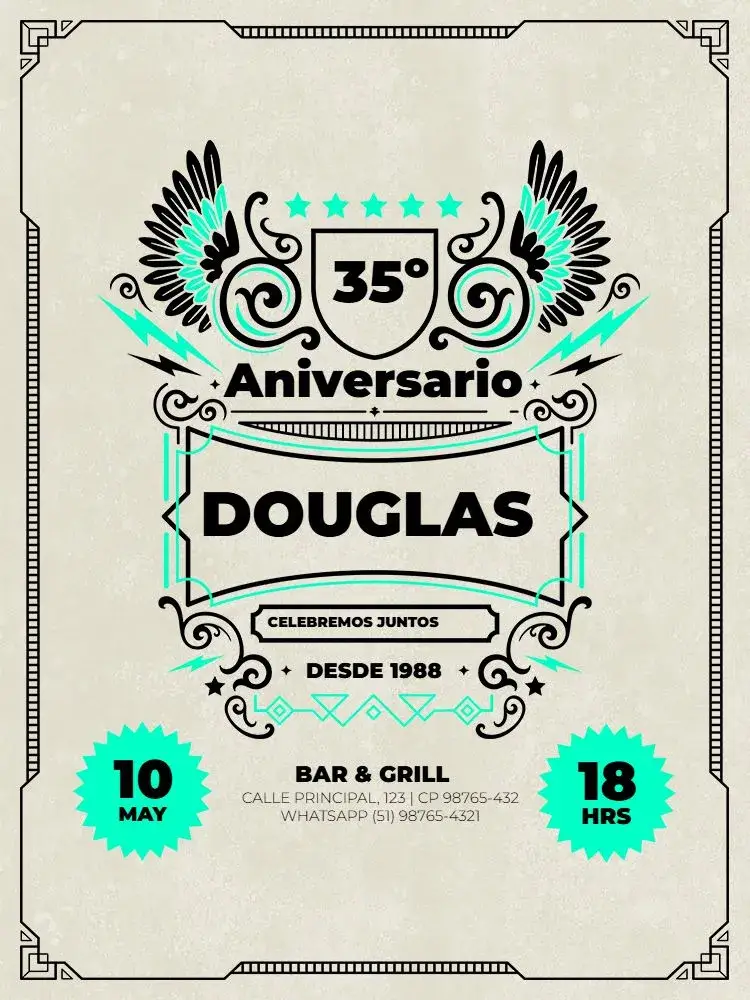 Invitación Hombre Adulto Moderno Verde Encuentro editable y personalizable