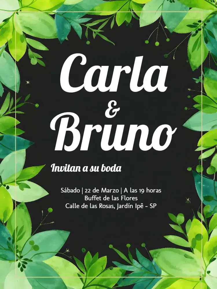 Invitación Boda Follaje Floral – tema Boda floral, moderno, verde, natural, elegante