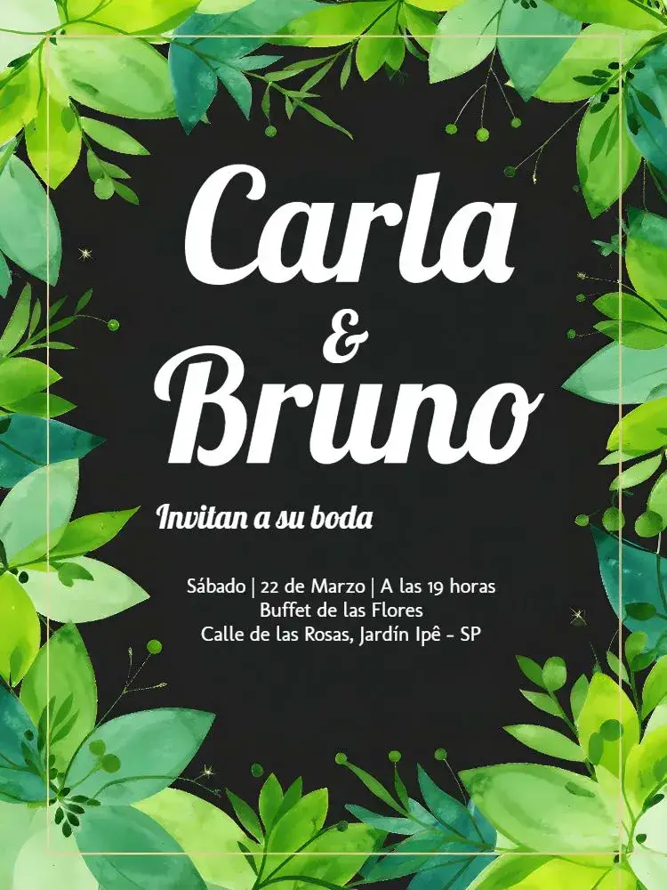 Invitación Boda Follaje Floral