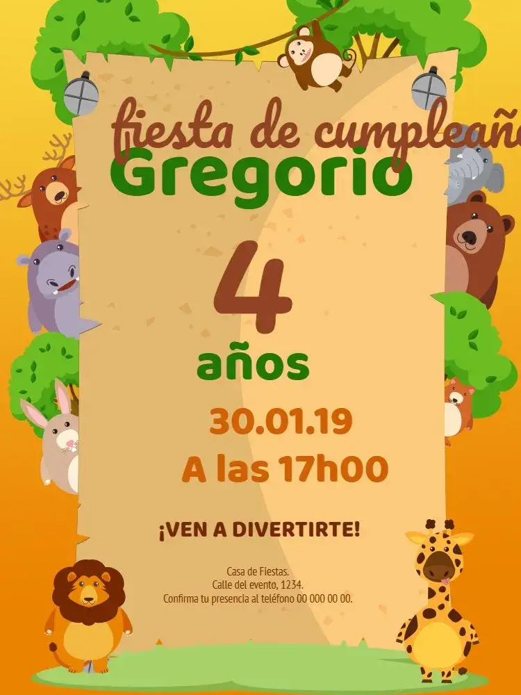 Invitación Safari Personalizado