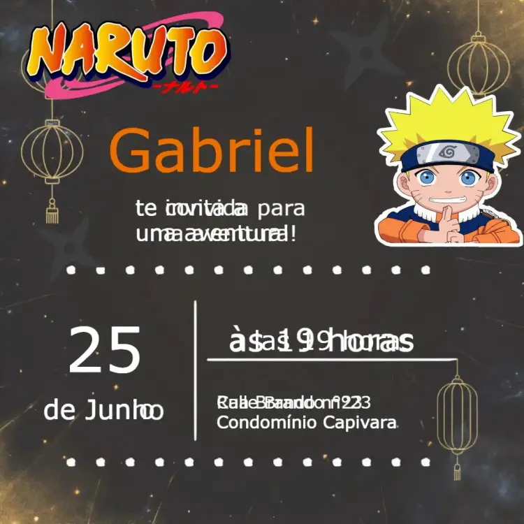 Invitación Naruto Chibi Oriental