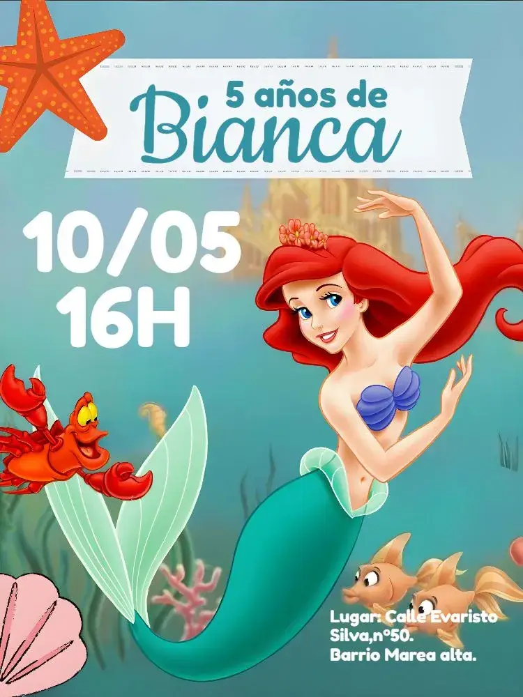 Invitación La Sirenita Blanco