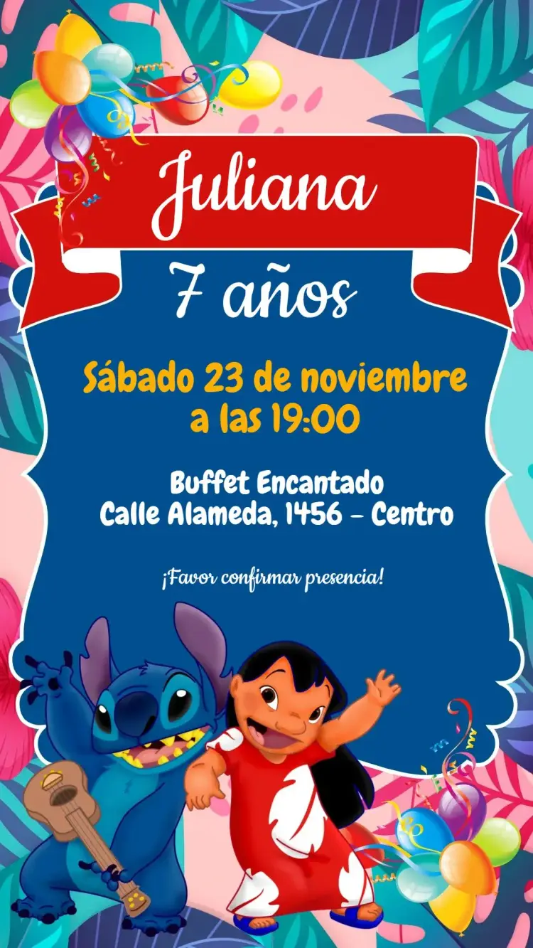 Invitación Lilo y Stitch