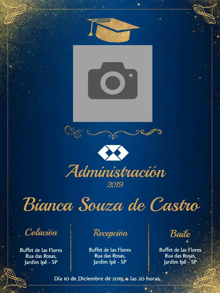 Graduación Administración Con Foto Dorado