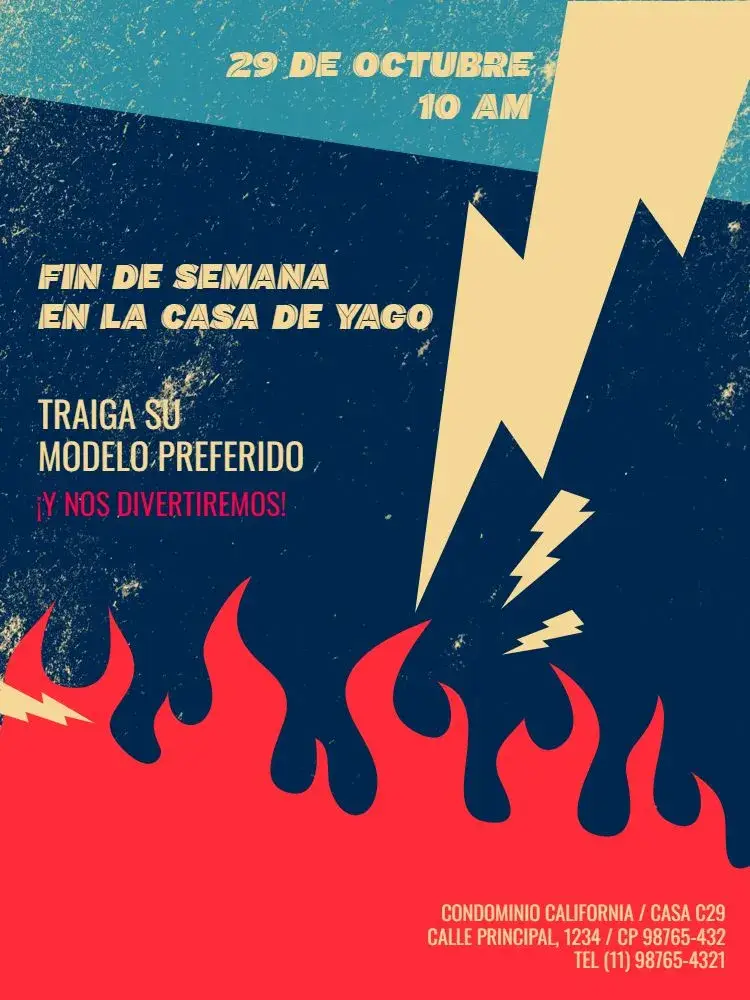 Invitación Fiesta Retro En Llamas