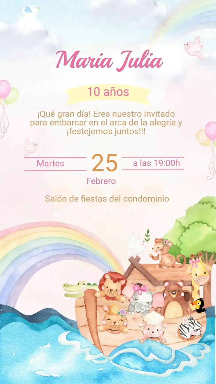Invitación Cumpleaños ARCA DE NOÉ