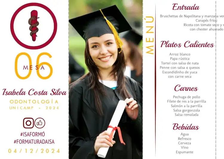Menú Triángulo Graduación Odontología Con Foto Universidad