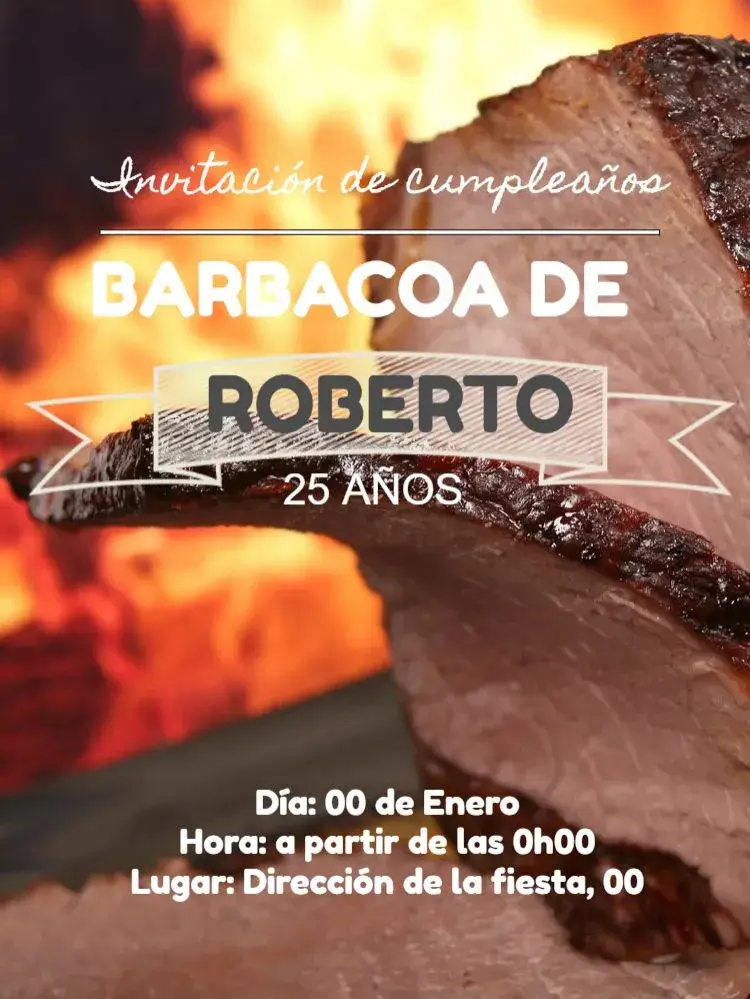 Invitación Barbacoa Celebración editable y personalizable