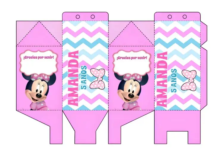 Invitación Caja Milk Minnie Mouse Niña – tema Más buscados rosa, Disney, infantil, divertido, colorido, ilustraciones