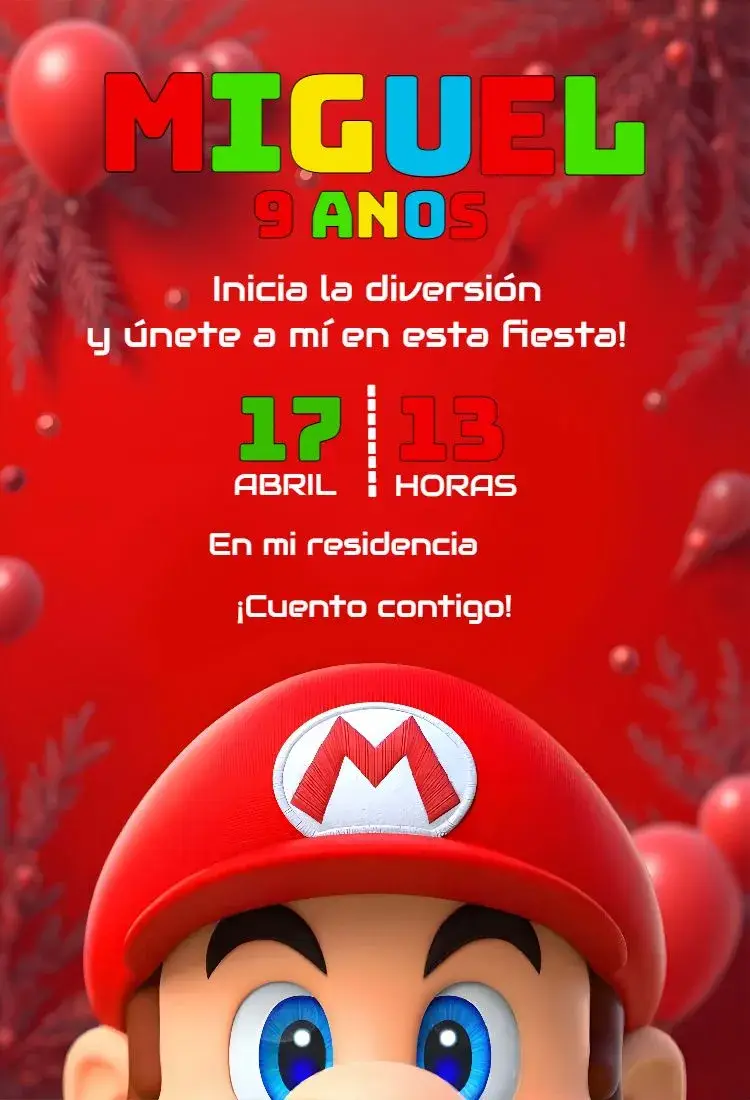 Invitación Super Mario Bros