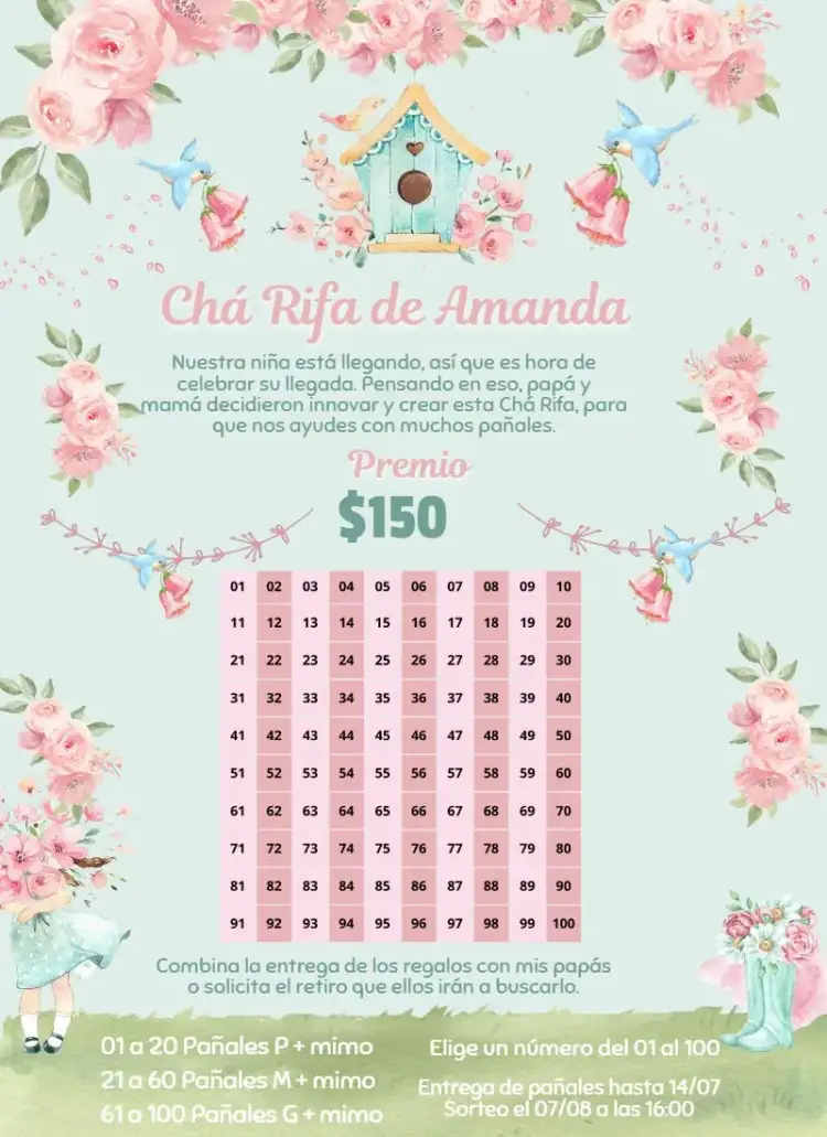 Invitación Jardín Encantado Botas y Flores – tema Té Rifa floral, encantado, colorido, divertido, naturaleza, infantil
