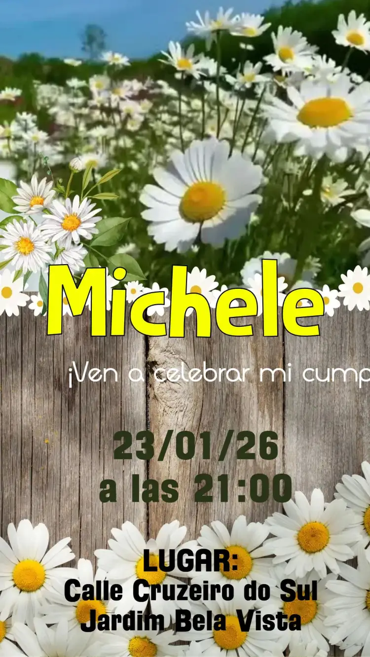 Invitación Margaritas – tema Cumpleaños floral, colorido, elegante, moderno, fresco, vibrante