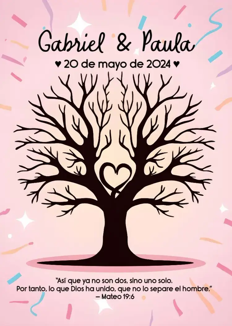Invitación Árbol De Huellas Boda Blanco – tema Boda minimalista, elegante, moderno, blanco y negro, romántico, limpio