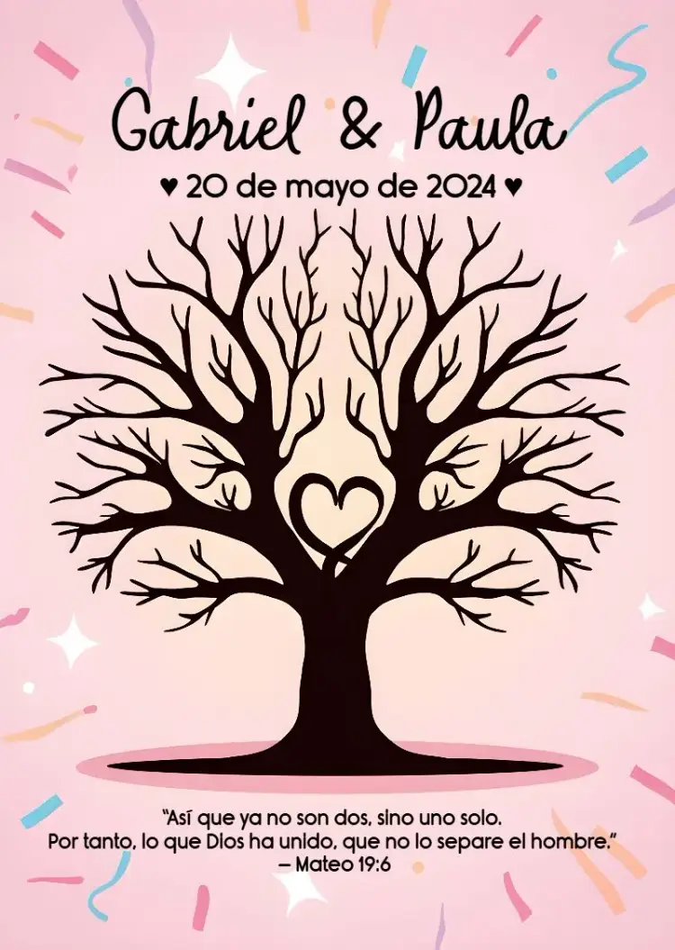 Invitación Árbol De Huellas Boda Blanco