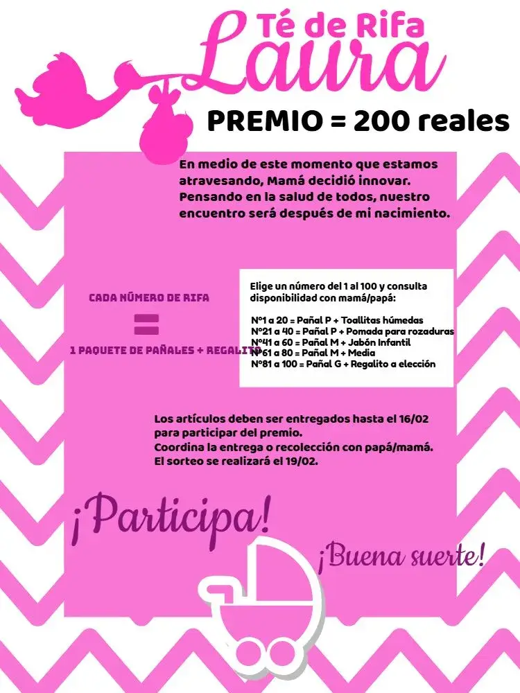 Invitación Té Rifa Cigüeña Bebé