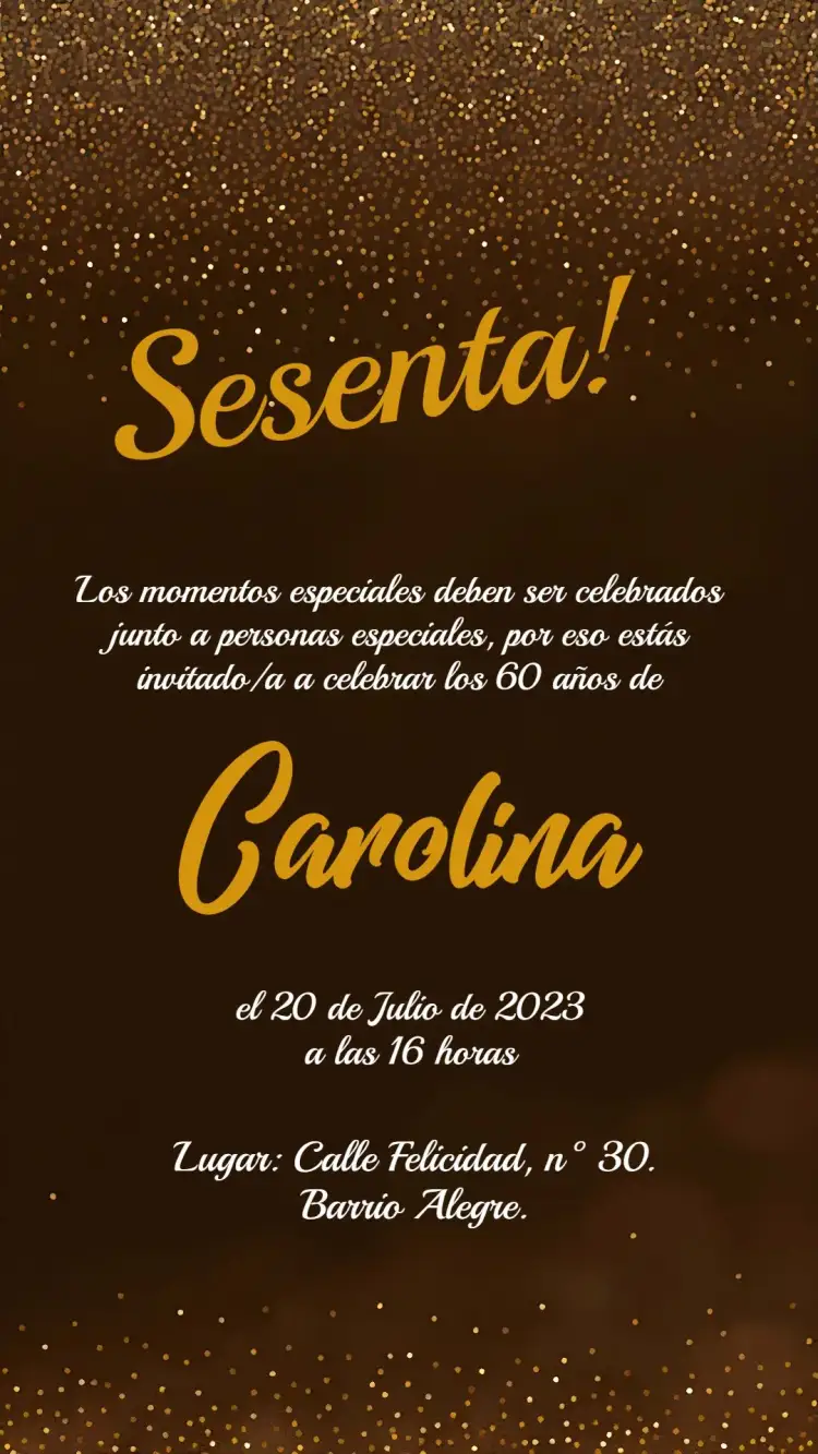 Invitación Glitter 50 – tema Cumpleaños glamuroso, elegante, moderno, dorado, brillante, festivo