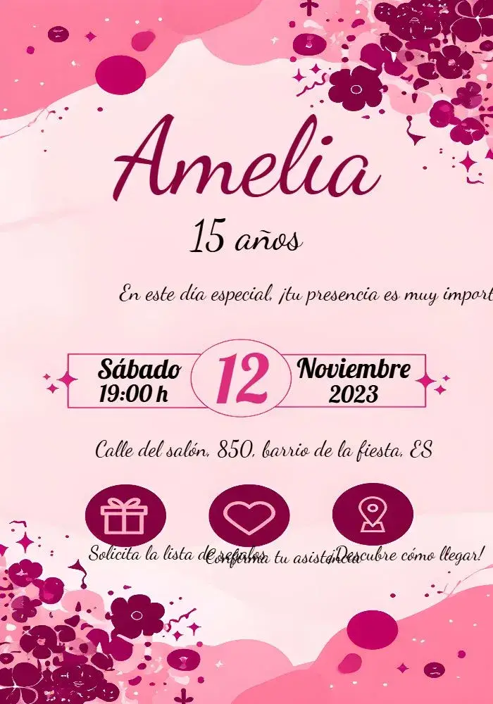 Invitación 15 Años Brillo Negro