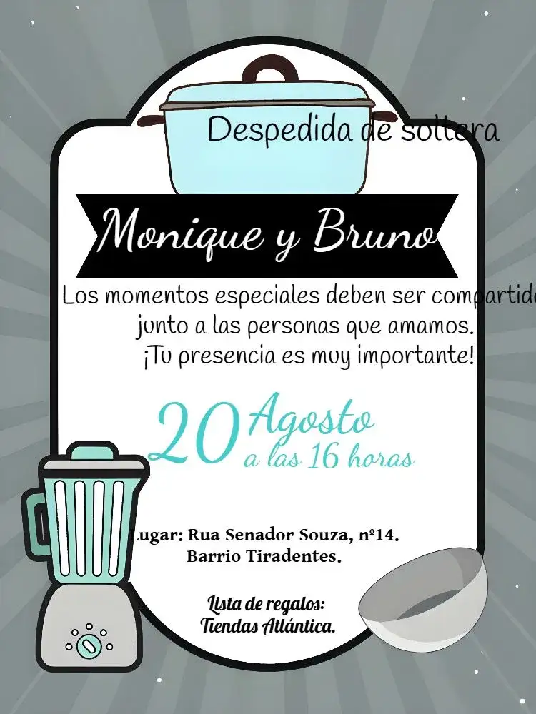 Invitación Despedida de Cocina Bowl – tema Despedida de Soltera moderno, minimalista, tema de cocina, azul, blanco y negro, divertido