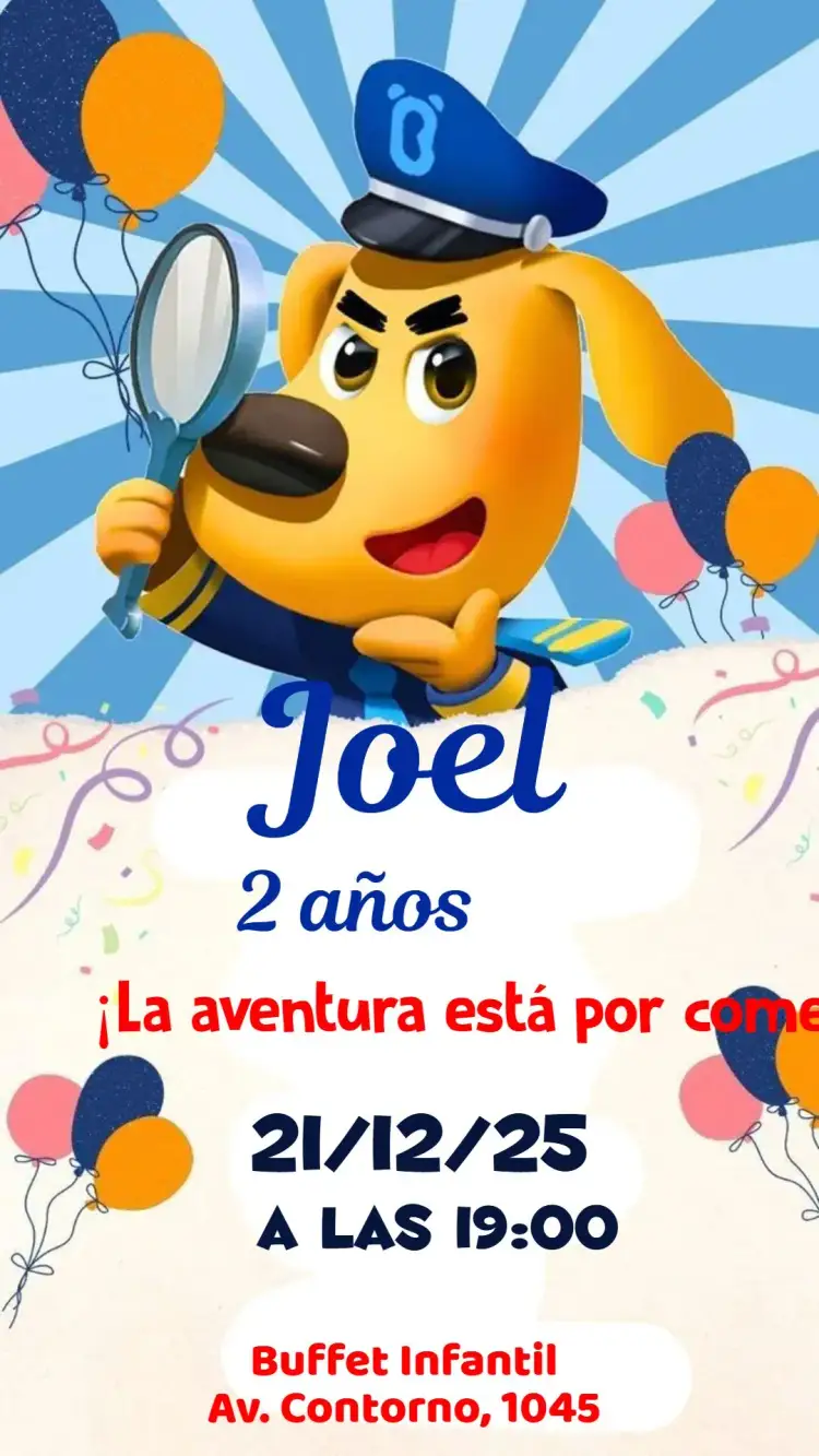 Invitación Detective Labrador – tema Cumpleaños Infantil detective, perro, infantil, festivo