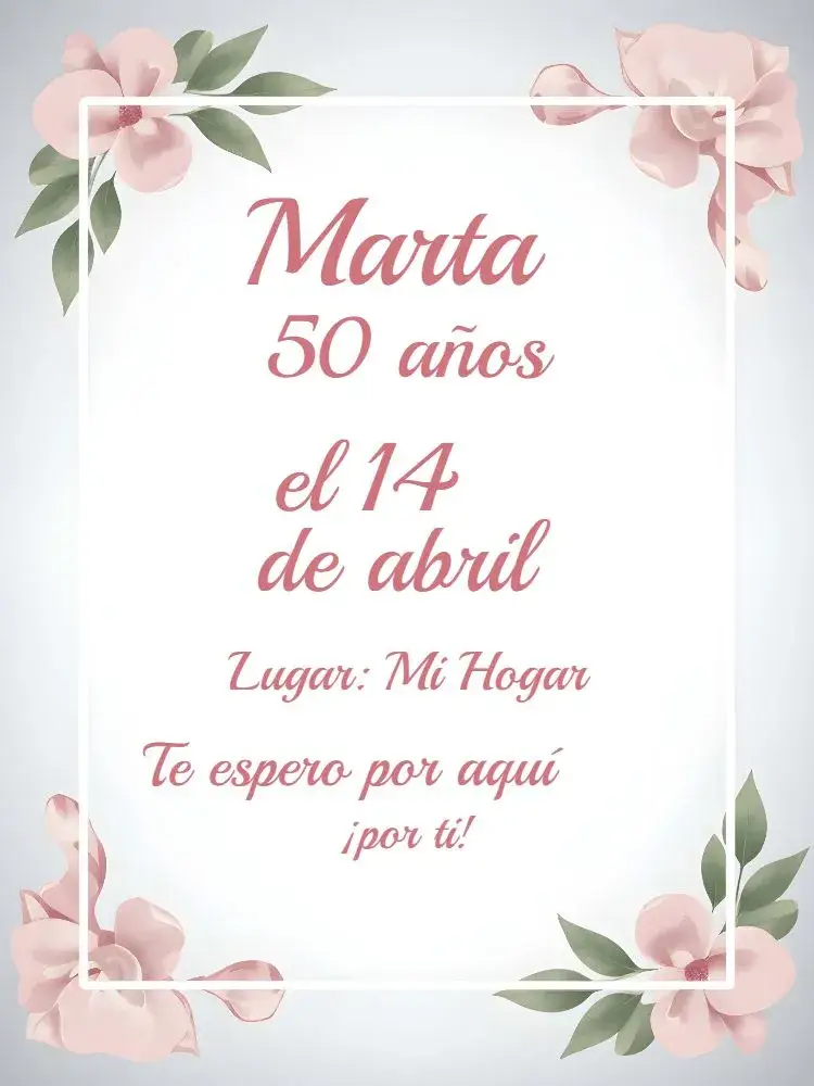 Invitación Floral - 50 Años Elegante